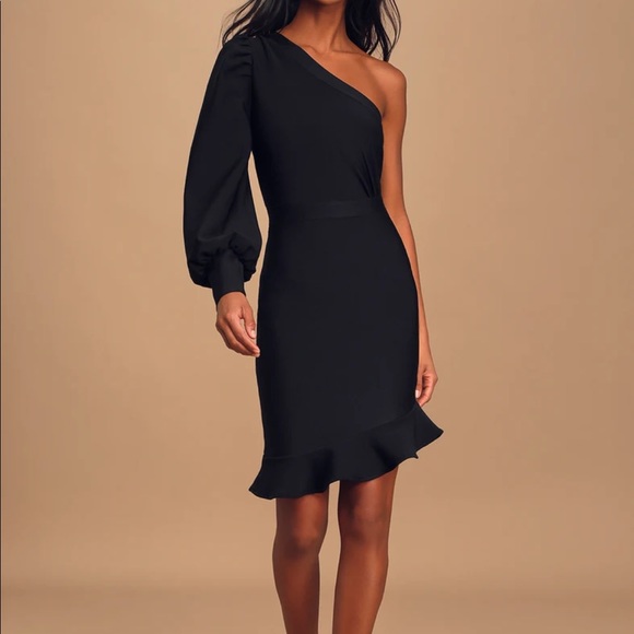 Lulus Dresses & Skirts - Lulu’s Black One-Shoulder Asymmetrical Bodycon Dress